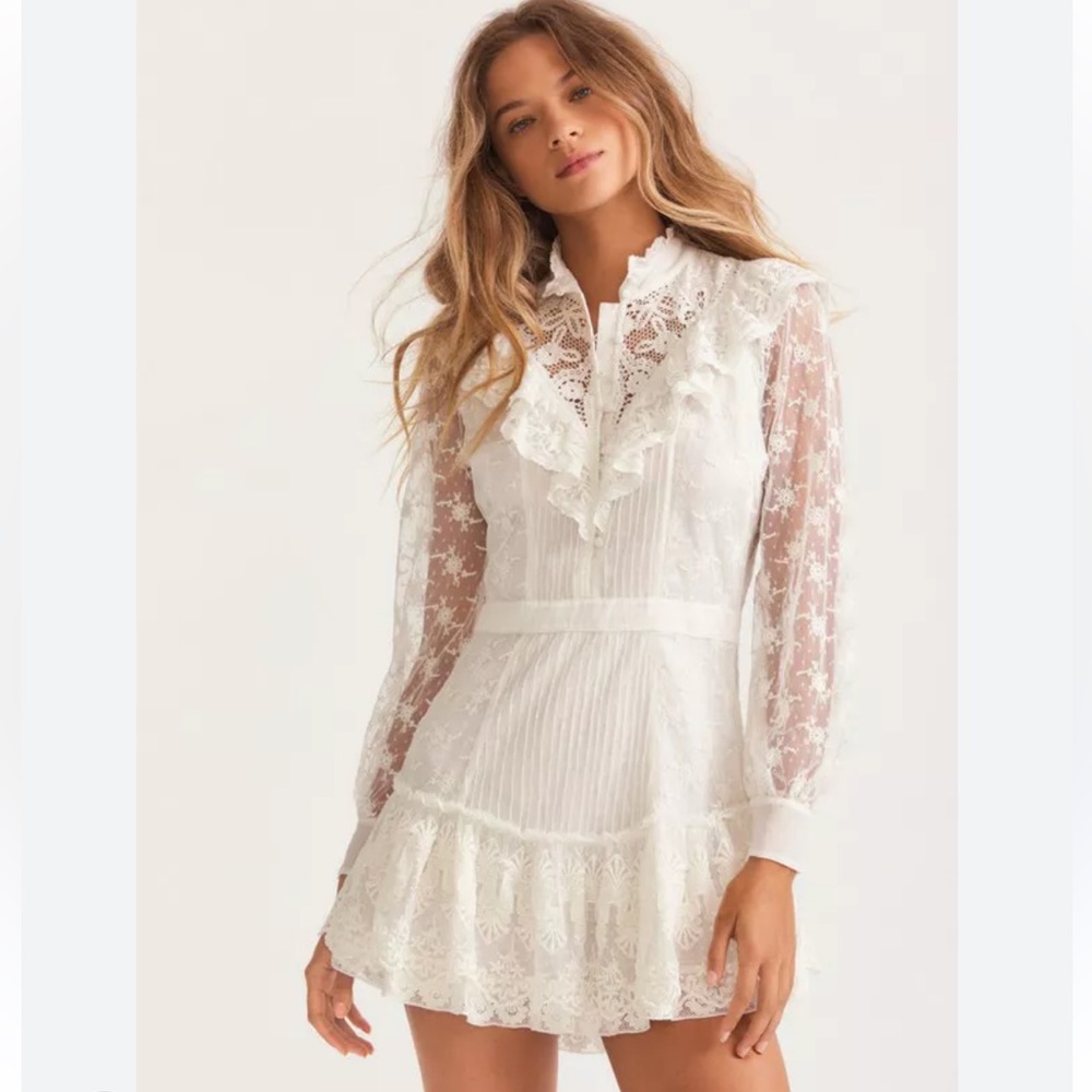 LoveShackFancy Trisha Mini Dress • Sz: 4 • Sold Out • White Summer Dress